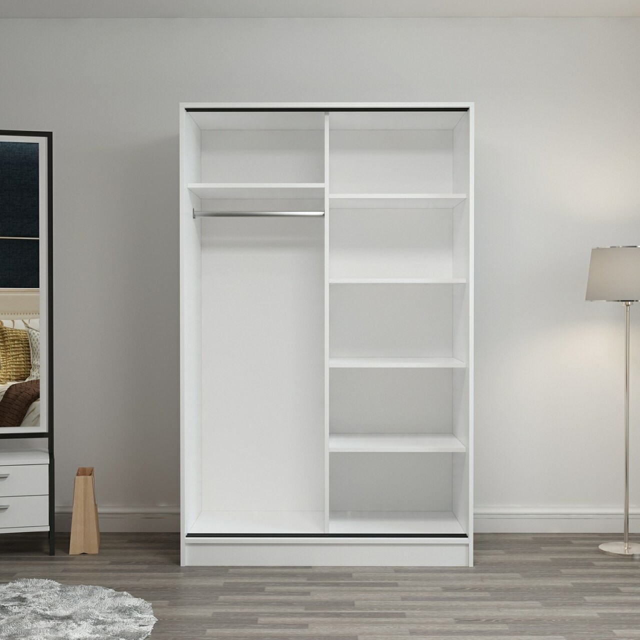 Dulap pentru haine, Minerva, Kale White Oak, 120x190x60 cm, PAL, Stejar alb - 1 | YEO