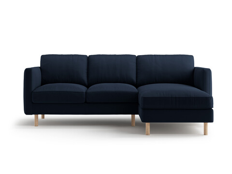 Coltar dreapta 3 locuri, Eden, Micadoni, 223x150x90 cm, catifea, albastru inchis