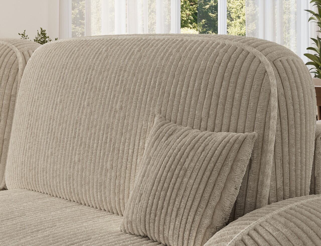 Coltar extensibil stanga 3 locuri ELTAP, Tesalia, 240x150x93 cm, lemn/catifea din poliester, bej deschis — imaginea 8