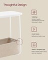 Masuta cu cos textil, Vasagle, 60x30x60 cm, max 45 kg, PAL/otel/poliester, alb mat/maro