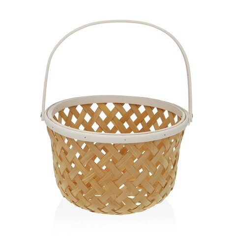 Cos pentru fructe bamboo, versa, 28.5 x 28.5 x 35 cm, lemn de brad, alb