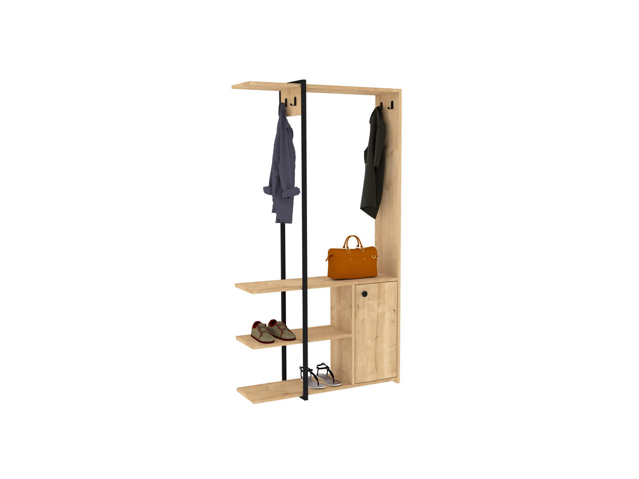 Cuier de perete, Puqa Design, Kumsal, 90x168x33 cm, PAL, Safir / Negru - 1 | YEO