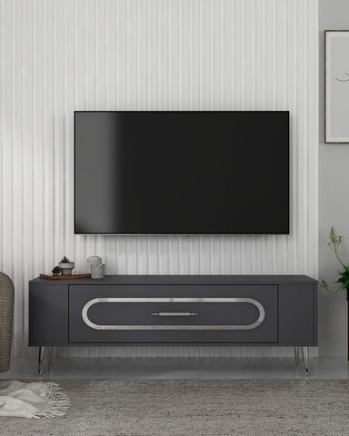 Comoda TV, Olivia, Retrop3, Antracit / Argintiu