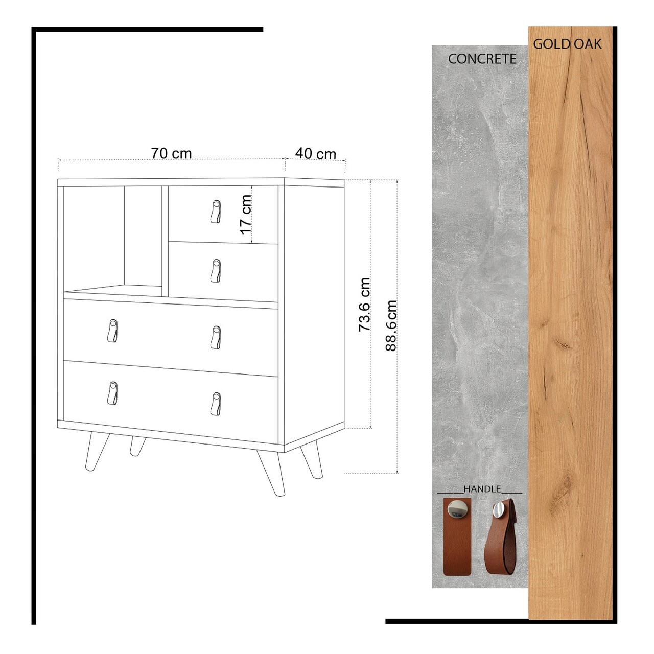 Dulap, Mod Design, Witlof, 70x88.6x40 cm, Stejar / Alb