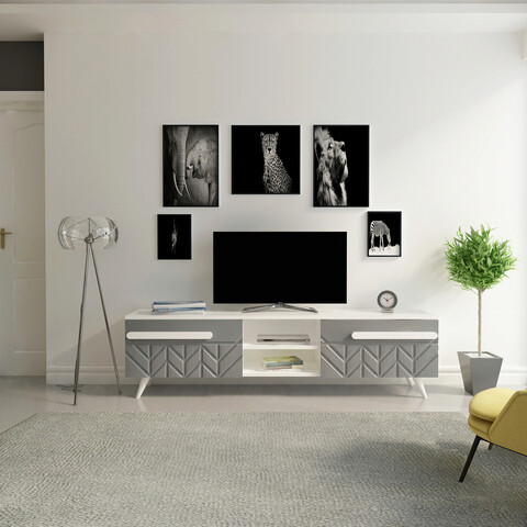 Comoda tv, avva home, edih, 160x43.6x29.5 cm, antracit/alb
