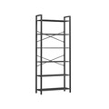 Biblioteca cu 6 rafturi, Vasagle, Industrial, 80x30x186 cm, otel/PAL, negru