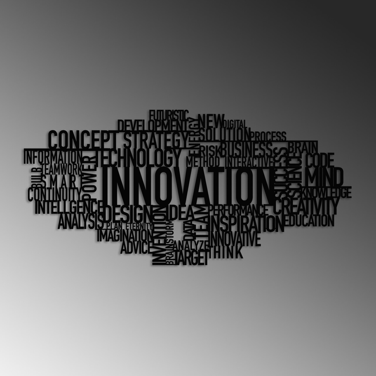 Decoratiune de perete, Innovation, Dimensiuni: 86 x 41 cm, Negru — imaginea 4