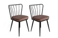 Set scaune 4 piese, Nmobb, Yıldız-947 V4, Metal, Maro deschis / Negru