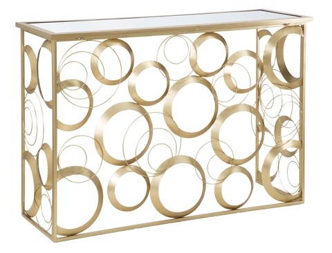 Consola globe, mauro ferretti, 120x40.5x81.5 cm, fier, auriu