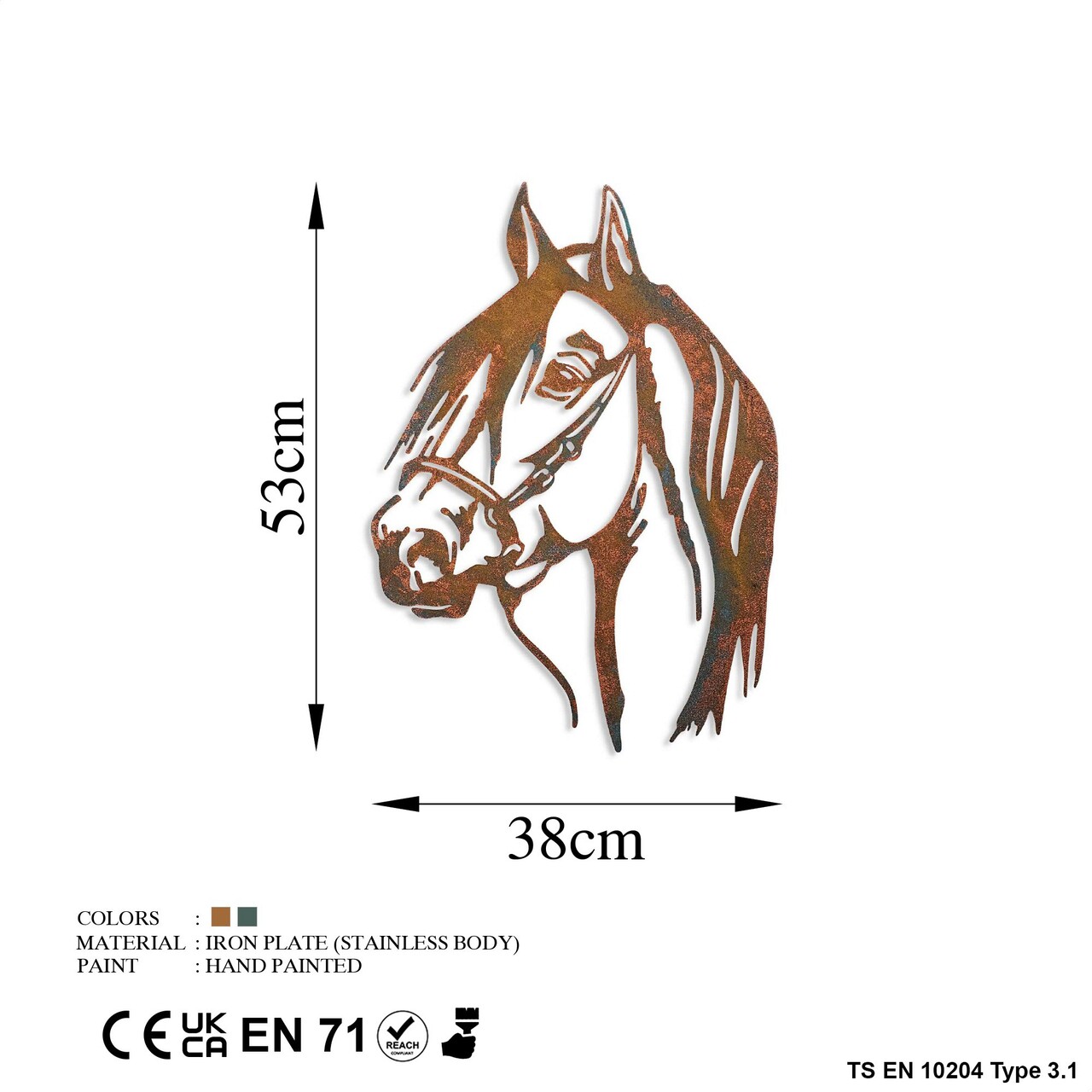 Decoratiune de perete, Horse, 38 x 53 cm, Multicolor - view 7