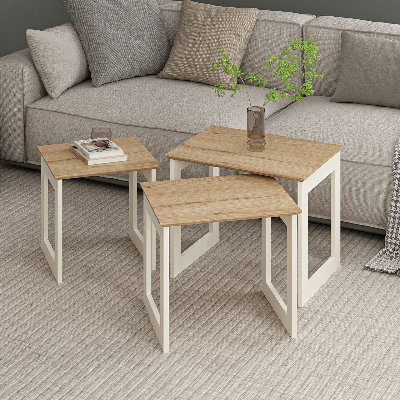 Set masute 3 piese, Hanah Home, Marlo, Coș adânc — imaginea 3