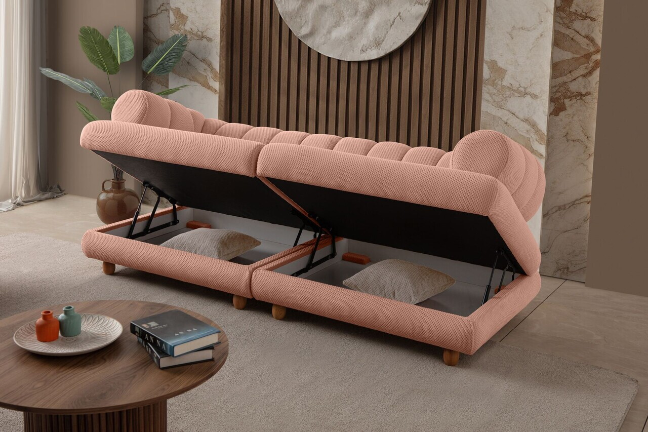 Canapea 3 locuri, Atelier del Sofa, 752EST1162, Lemn de carpen/PAL melaminat, Roz pudra - view 4