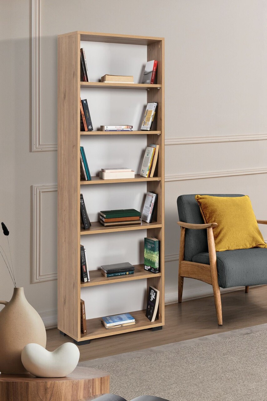 Corp biblioteca, Hanah Home, Evm 8125, 60x187x30 cm, PAL, Maro — imaginea 2