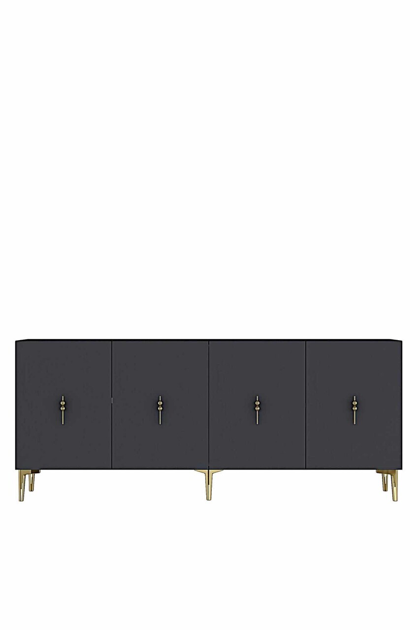 Consola, Hanah Home, Ayshe 180, 180x75x32 cm, Antracit / Aur — imaginea 7