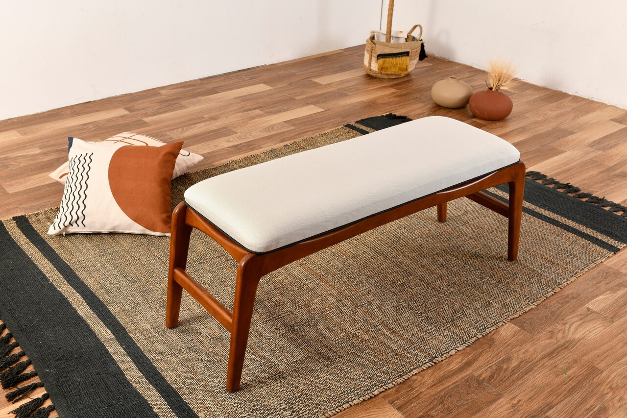 Banca, Vow Chair, Touch Bench, 120x40x45 cm, Lemn de carpen, Maro/Crem - 1 | YEO