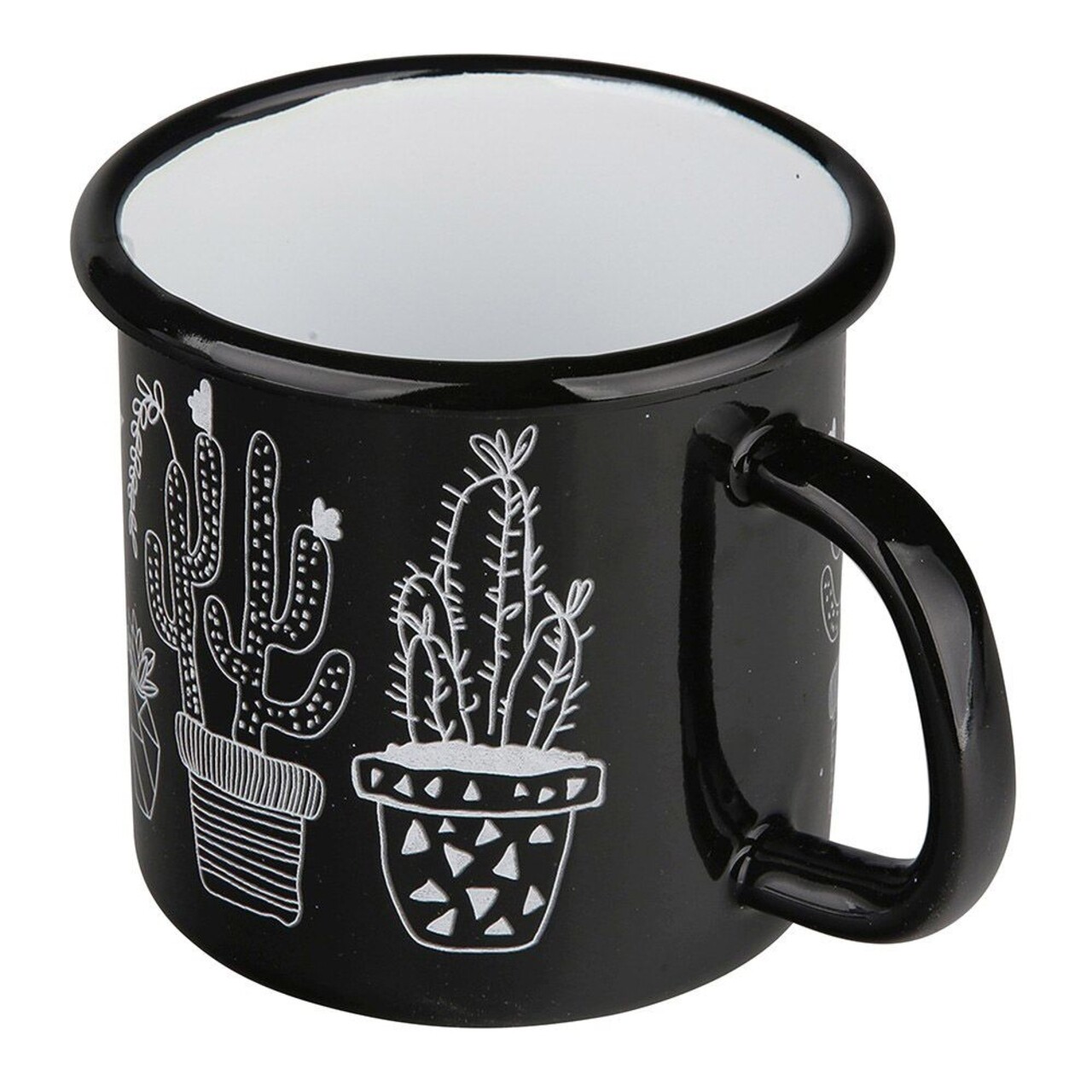 Cana Emailata Cactus, Silesia, Ø9 Cm, 450 Ml, Negru