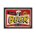Tablou decorativ, Ice Cold Beer 2 (55 x 75), MDF , Polistiren, Roșu / Galben / Negru / Crem