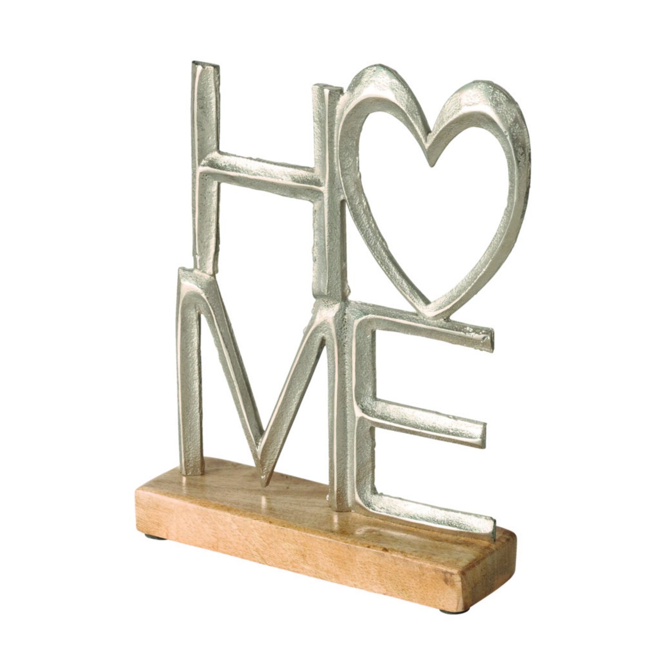 Decoratiune Lettering Home, Boltze, 18x5x24 Cm, Aluminiu/lemn De Mango, Argintiu