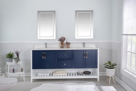 Set mobilier de baie (3 piese), Jussara, Yampa 72, Albastru inchis Jussara