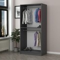 Dulap pentru haine, Minerva, Kale Anthracite Gold, 90x210x52 cm, PAL, Antracit / Stejar