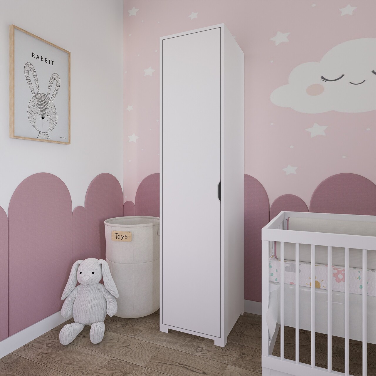 Dulap pentru haine, Miwood, Duru 1600-042, 40x183x4553 cm, PAL, Alb mat - 1 | YEO