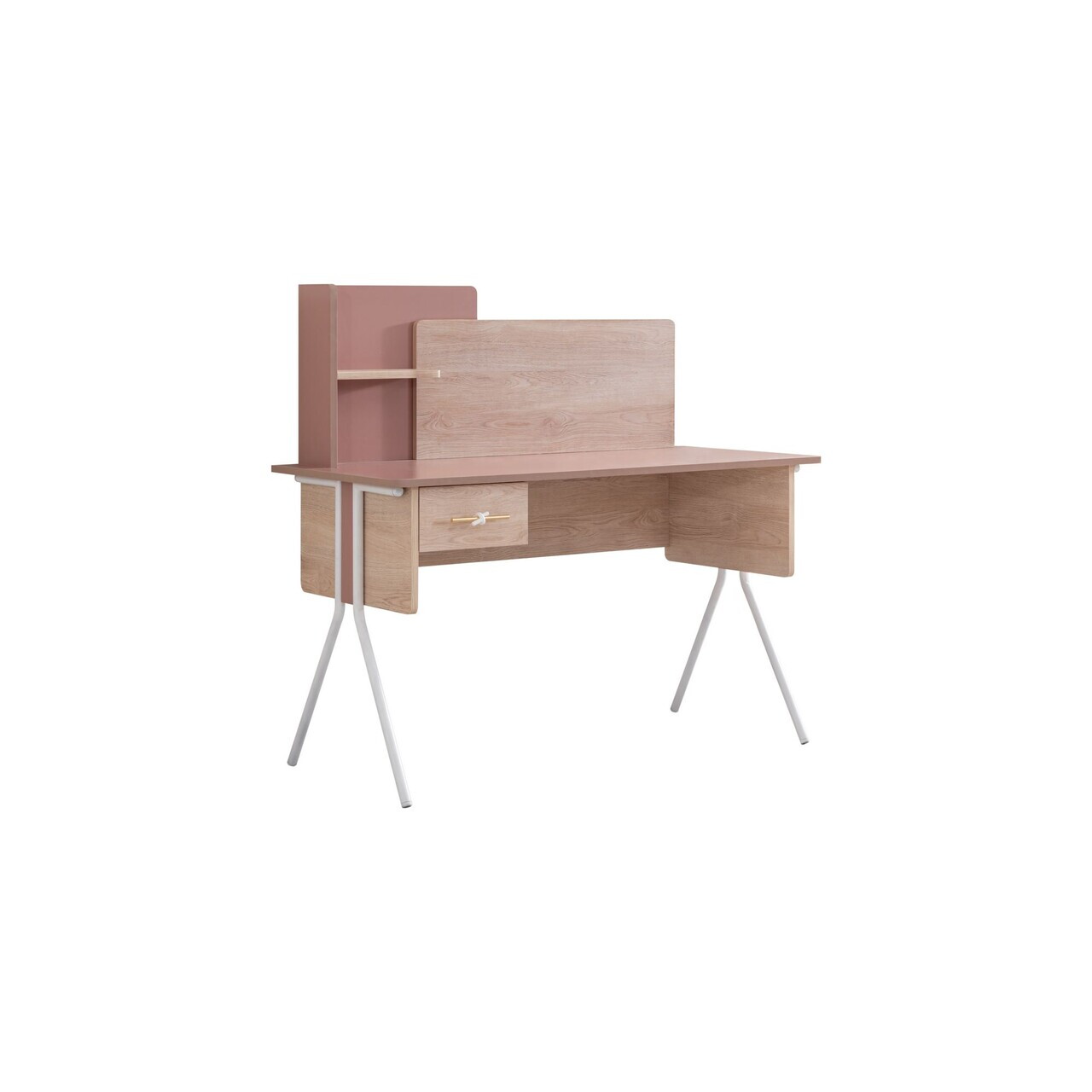 Birou, Hanah Home, Rosetta, 130x120x60 cm, PAL, Maro / Roz - view 6