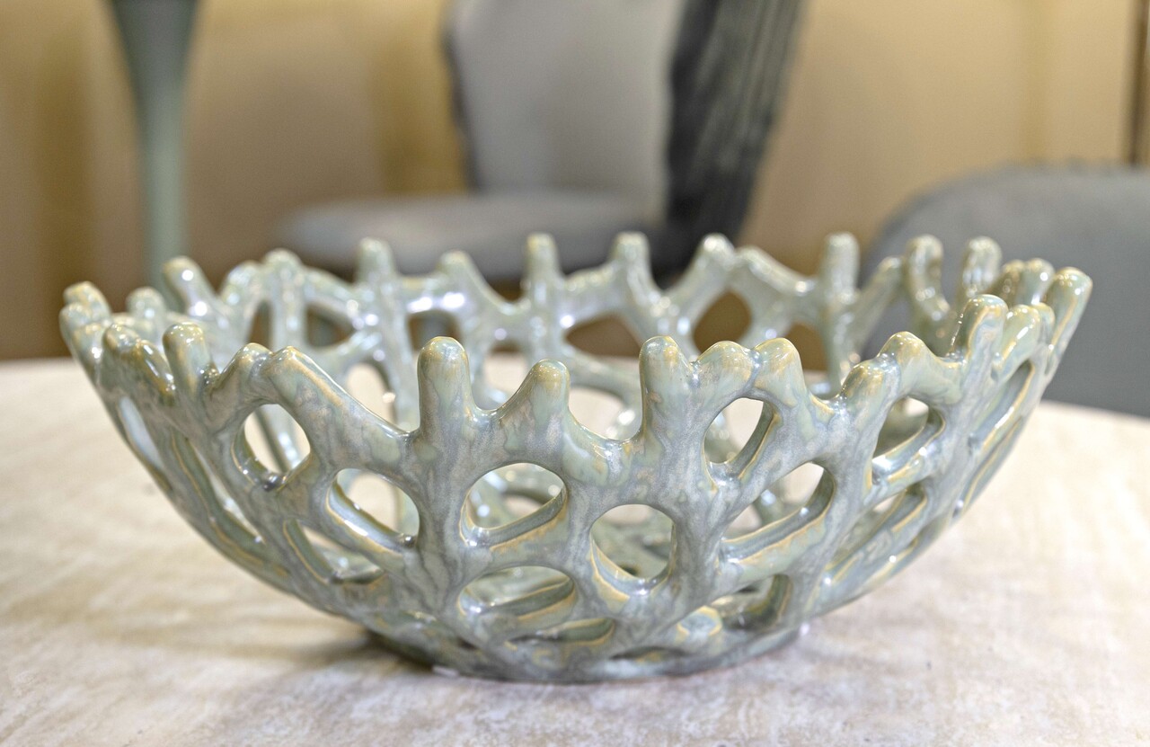 Vas decorativ Coral, Mauro Ferretti, 35x13 cm, ceramica, verde - 2 | YEO