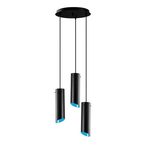 Lustra Sivani MR - 969, Opviq, 35 x 114 cm, 3 x E27, 40W, negru/albastru