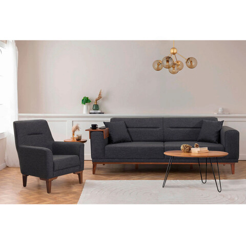 Set canapea extensibilă, unique design, 867unq1671, lemn de carpen, antracit