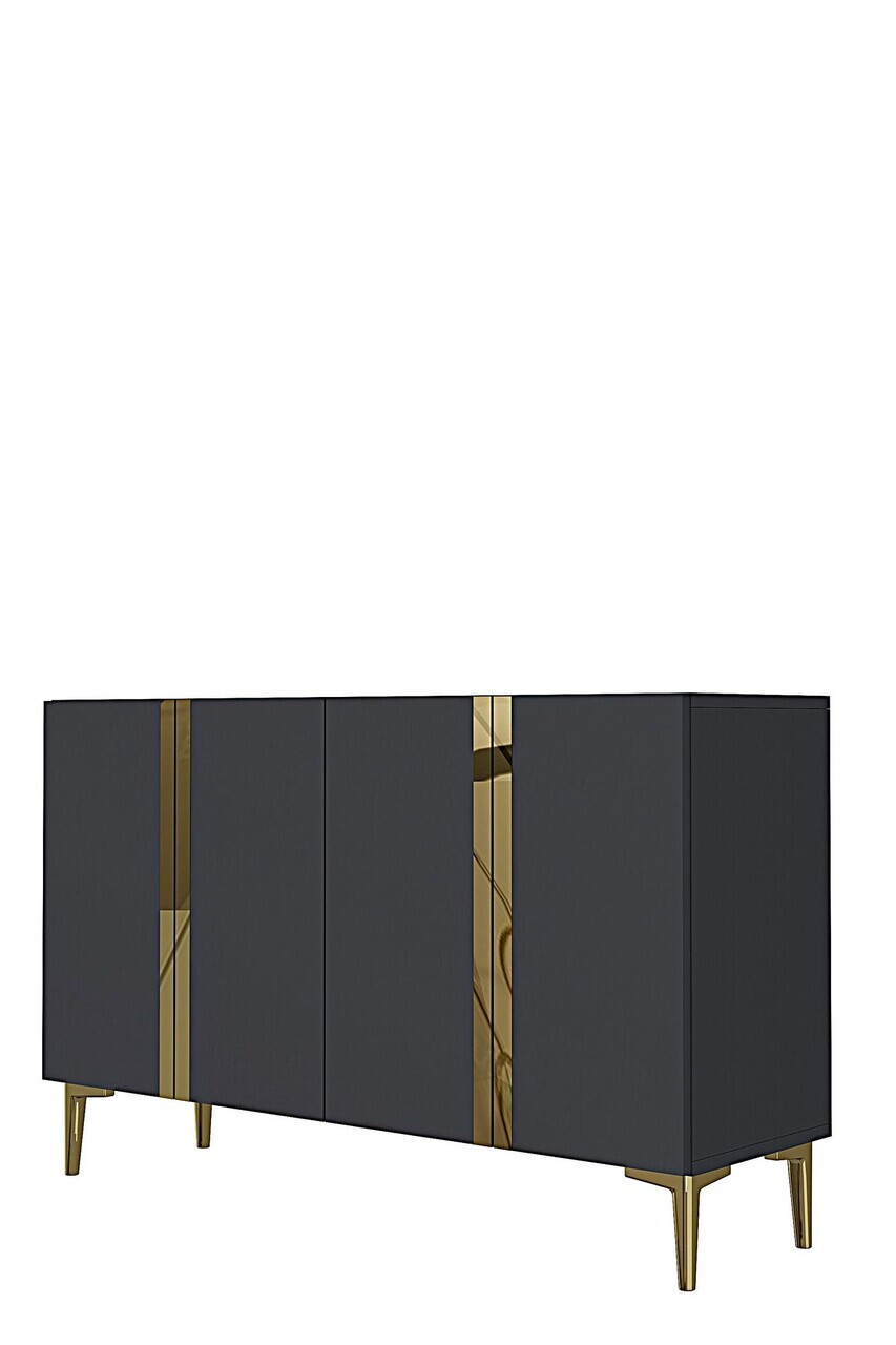 Consola, Hanah Home, Anka 120, 120x75x32 cm, PAL, Antracit / Aur — imaginea 4