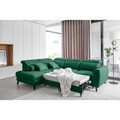 Coltar extensibil stanga 4 locuri ELTAP, LT-35LU, Noble, 255x201x100 cm, lemn/poliester, verde inchis