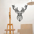 Decoratiune de perete, Deer Metal Decor 2, metal, 60 x 65 cm, negru
