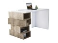 Birou Jenga, Woody Fashion, 130x60x75 cm, alb/maro