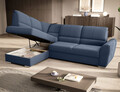 Coltar extensibil stanga 3 locuri ELTAP, LT-40GO, Siber, 270x186x93 cm, lemn/poliester, albastru inchis