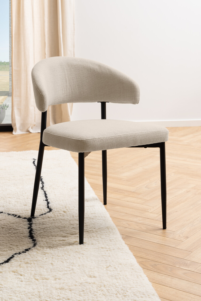 Scaun Edina, Actona, 56x55x77 cm, tesatura structurata/otel, bej - view 5