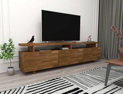 Comoda TV, Woodface, Verona, 174 x 52 x 30 cm, lemn solid de pin, maro 174