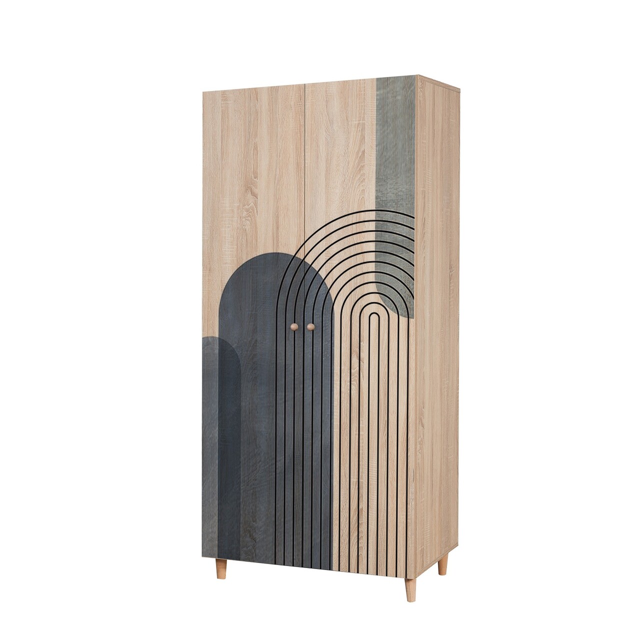 Dulap pentru haine, Vella, Lidya 2 -973, 90x192x52 cm, PAL, Sonomo - 2 | YEO