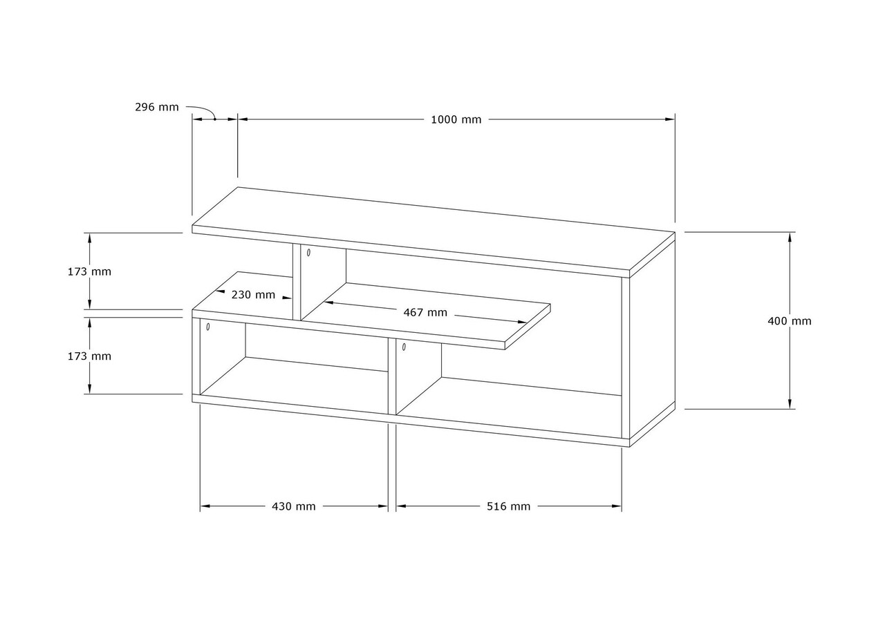 Comoda TV, Puqa Design, Cafu, 100x40x29.6 cm, PAL, Maro