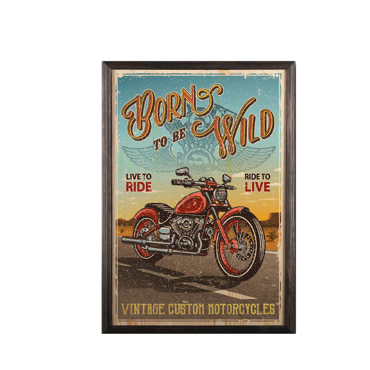 Tablou decorativ, Born To Be Wild, Lemn, Lemn, Multicolor - 1 | YEO