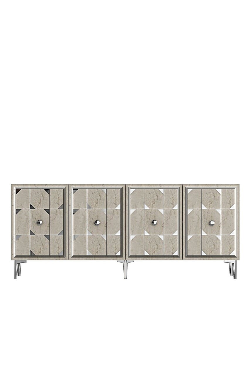 Consola, Hanah Home, Moka 180, 180x75x32 cm, White / Travertine / Silver — imaginea 5