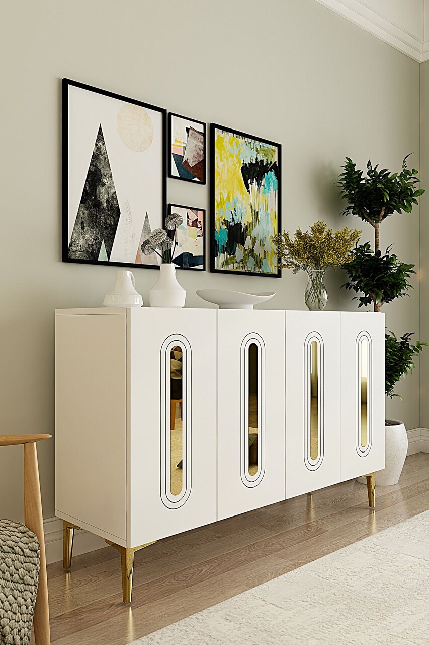 Consola, Hanah Home, Rany 120, 120x75x32 cm, Alb/Auriu - view 2