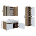Set Dulap de Baie cu Chiuvetă și Oglindă (3 Piese), Hanah Home, 1902, MDF-LAM, Pin Atlantic / Alb Mat