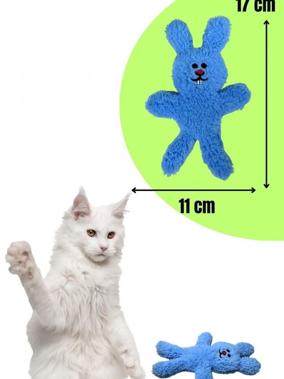 Jucărie pentru pisici, Paws &amp; Whiskers, Miyav 1020, 100% MATERIAL TEXTIL PLUȘOS, Alb / Verde / Albastru - view 2