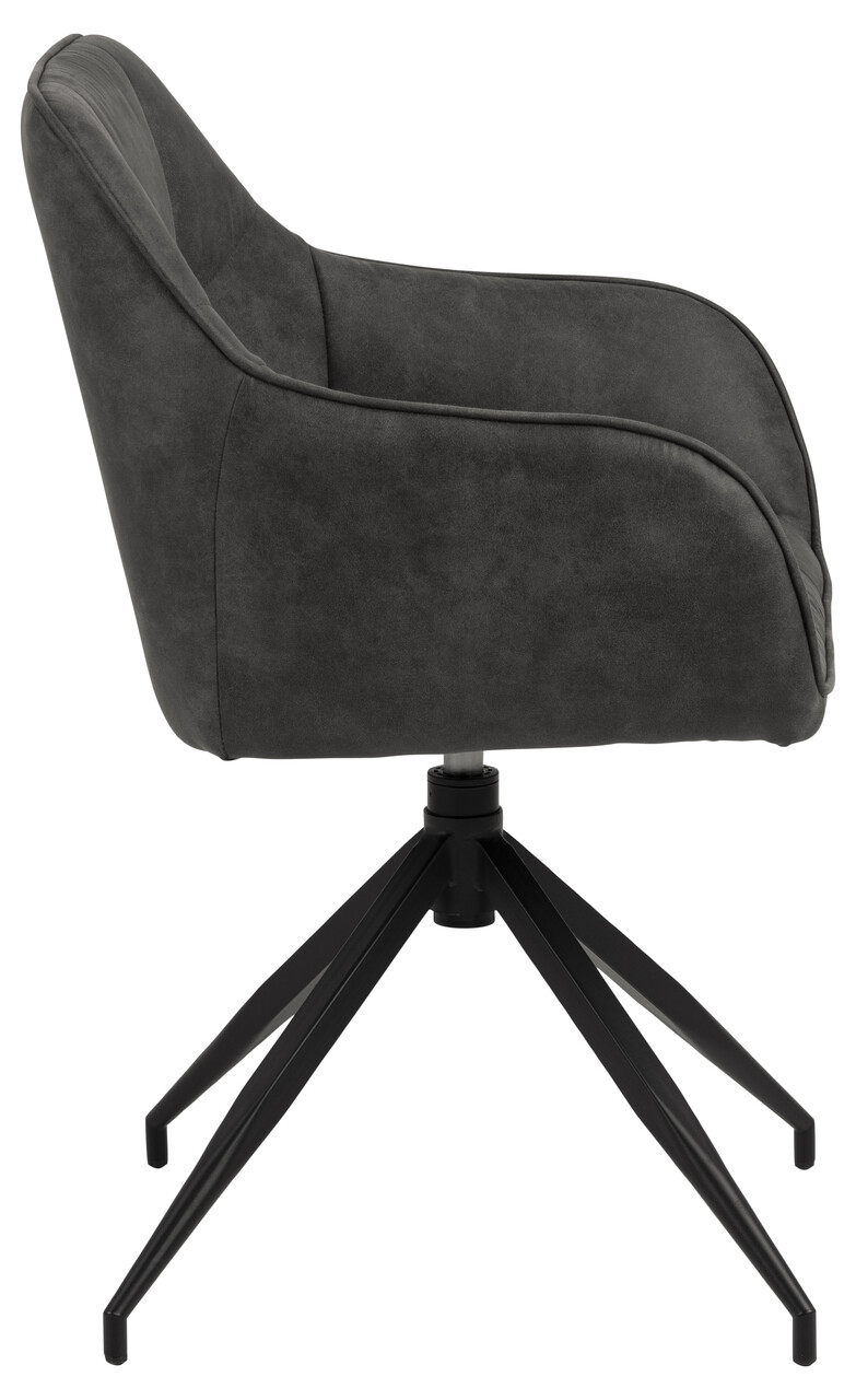 Scaun Brenda, Actona, 58x54.5x84.5 cm, rotativ, poliester/otel, antracit - view 6