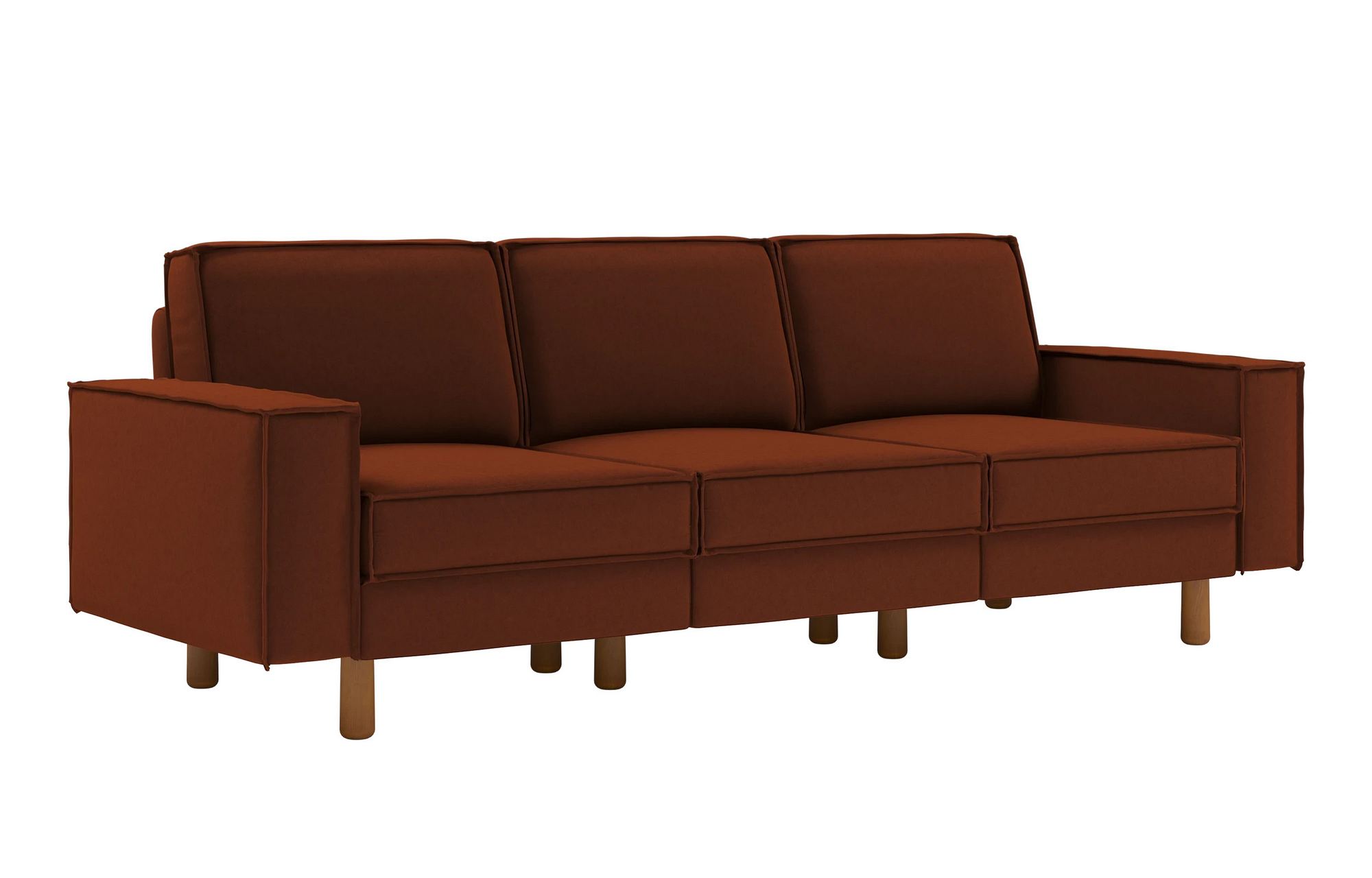Canapea 3 locuri, Atelier del Sofa, 918CMF1250, Cadru: 100% OȚEL, Roșu de țiglă / Nuc