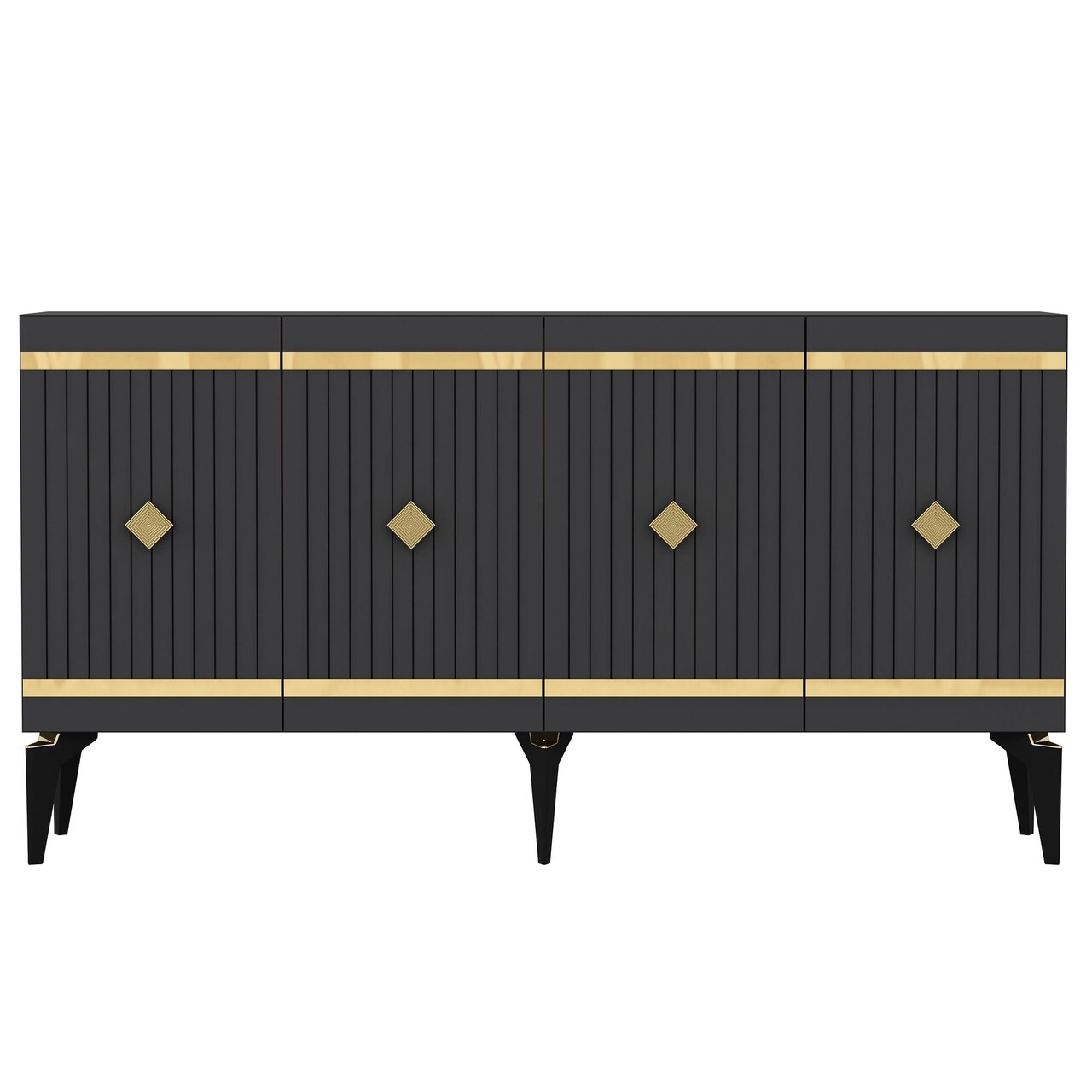 Consola, Hanah Home, Lenora, 150x79x40 cm, PAL , Antracit / Aur - view 5