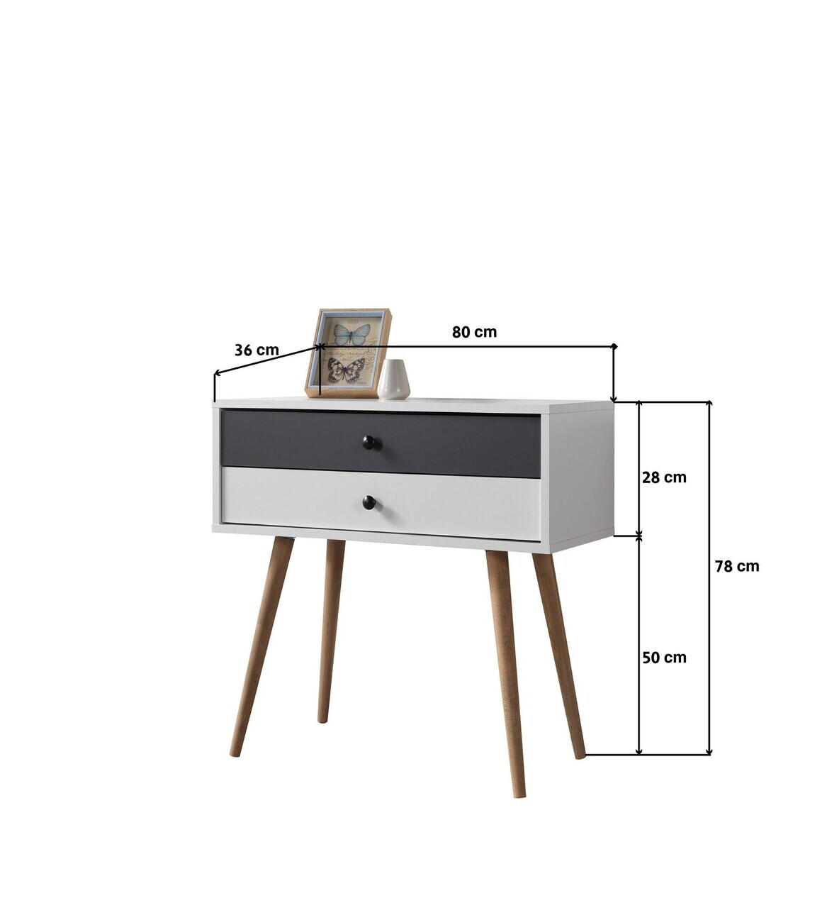Dulap, Hanah Home, Vita 5202, 80x78x36 cm, PAL, Alb / Antracit — imaginea 6