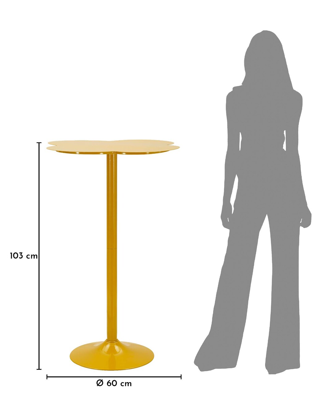 Masa de bar, Mauro Ferretti, Clox, 60x103 cm, metal, galben mustar - imagine 3