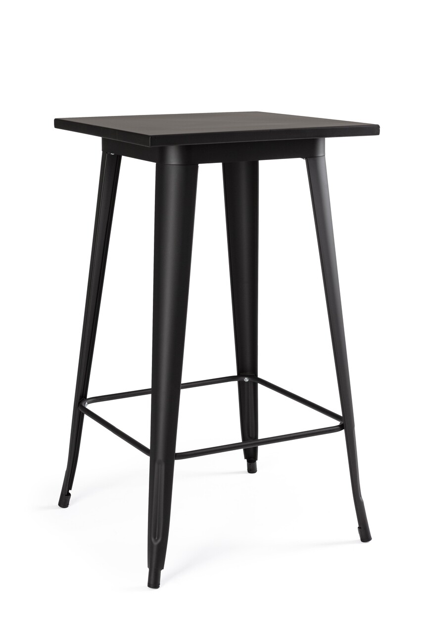 Masa pentru bar Minnesota, Bizzotto, 60 x 60 x 103 cm, otel laminat, negru