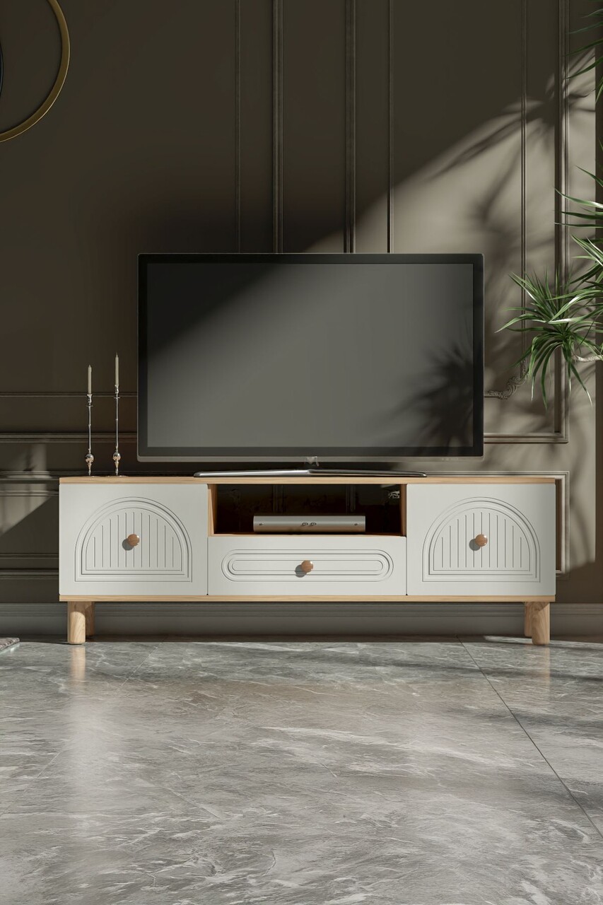 Comoda TV, Hanah Home, Arcera 180, 180x53x41 cm, PAL, Pin Atlantic / Alb - view 3